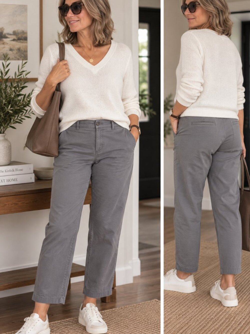 Banana Republic City Chino Grey/Olive Green Ankle Straight Pants Size 14
